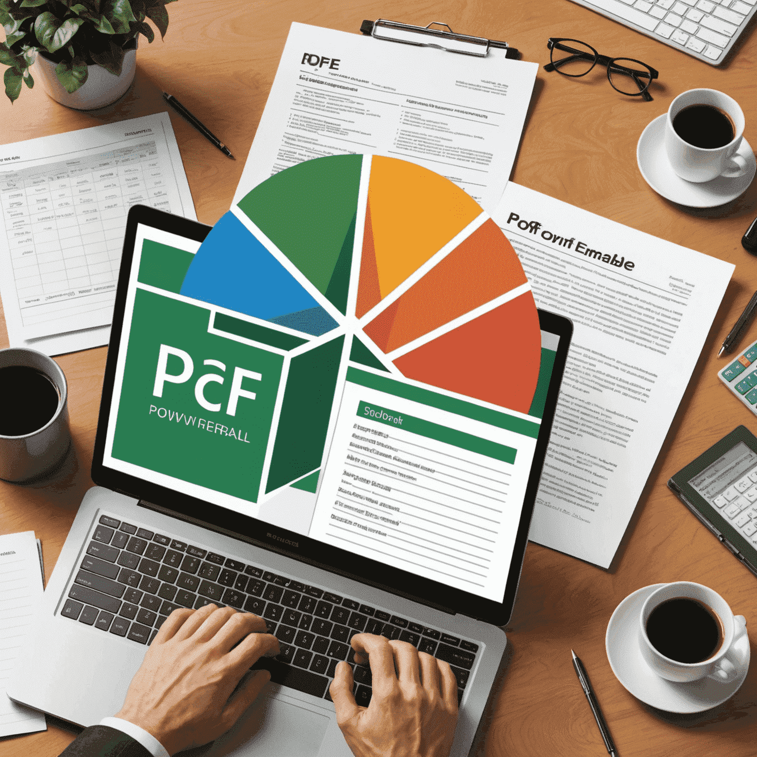 Illustration of converting a PDF file into editable Word, Excel, and PowerPoint formats